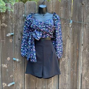 Women cute crop top long sleeve